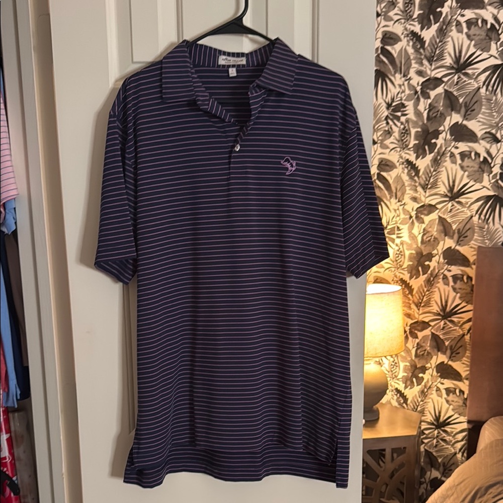 Men's Striped Polo Shirt - Purple